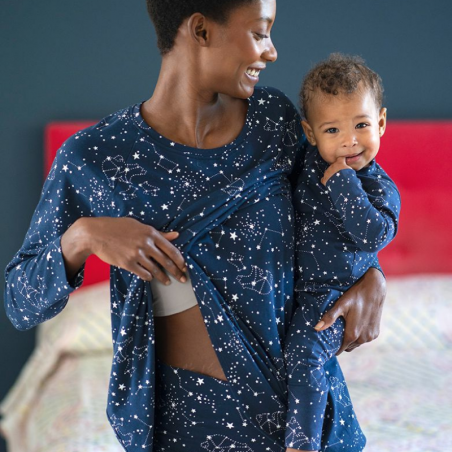 Pyjama de grossesse et d'allaitement/ Ensemble maman - bébé/ Seraphine  TAILLE LETTRES L Couleur Navy