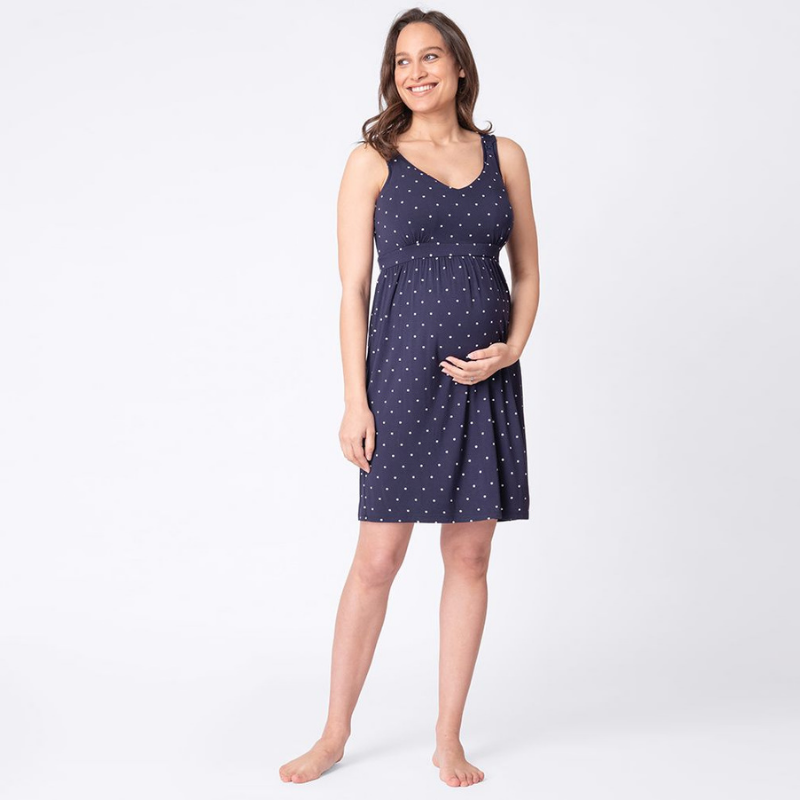 TCL Femme Maternité chemise nuit grossesse et allaitement,Gris/Noir/Blanc/Bleu,XS 