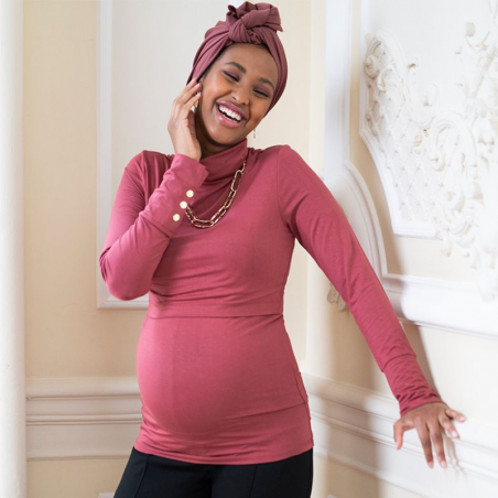 Vêtements de grossesse : blouse de grossesse / blouse d'allaitement TAILLE  LETTRES XL Couleur Rose